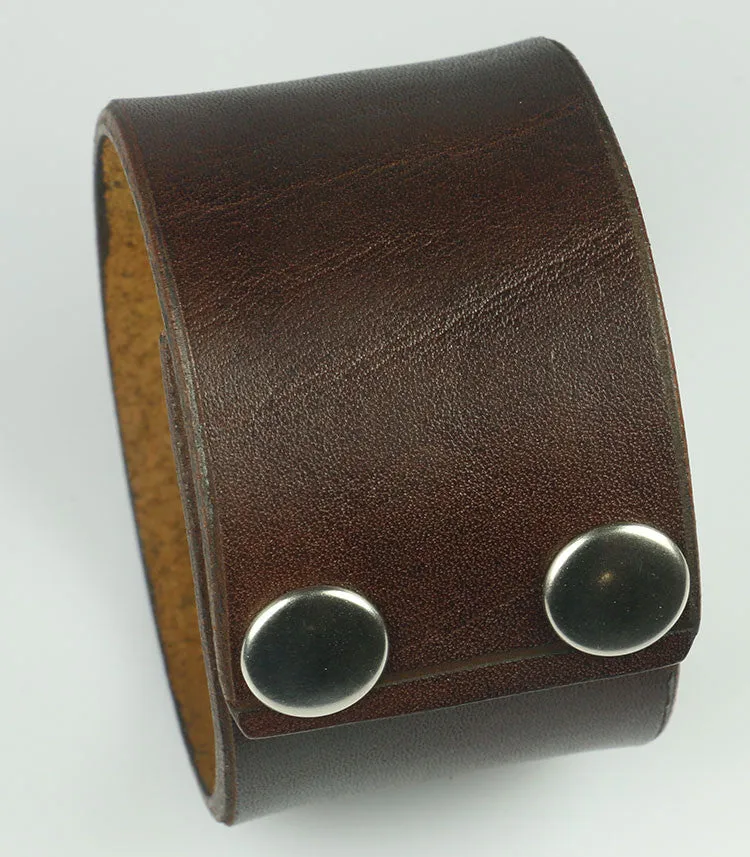 1 5/8" Wide Brown Leather Wristband