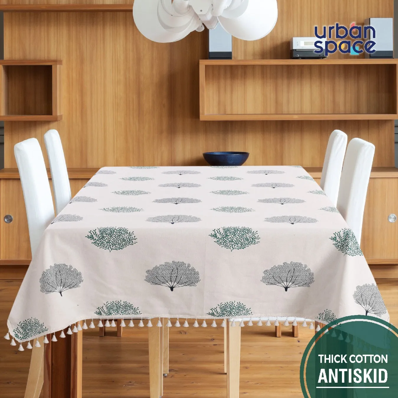 100% Cotton Table cloth/ table cover / table runner for 4 or 6 seater Dining / Centre Table - Trees Green