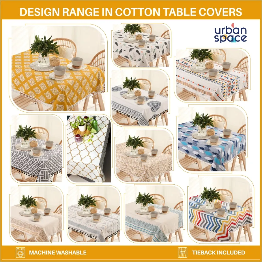 100% Cotton Table Cloth, Table Cover, Table Runner for 4 or 6 Seater Dining/Centre Table - Boho Multi Orange