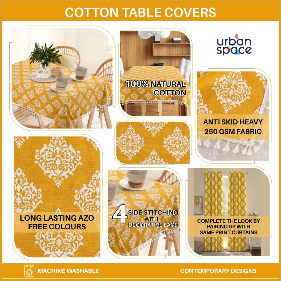 100% Cotton Table Cloth, Table Cover, Table Runner for 4 or 6 Seater Dining/Centre Table - Boho Multi Orange