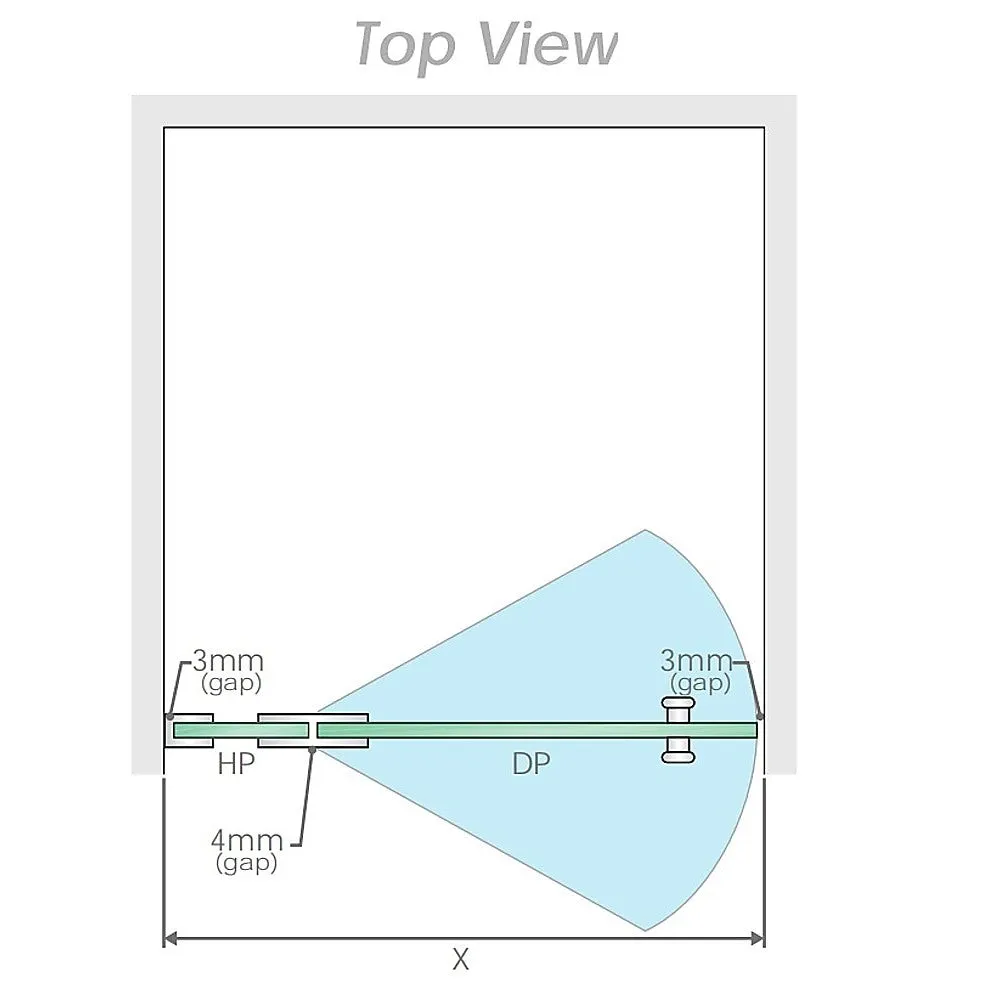 100x100cm Corner Frameless Shower Screen with Black Channel and SS Hinges, Square Knob Handle