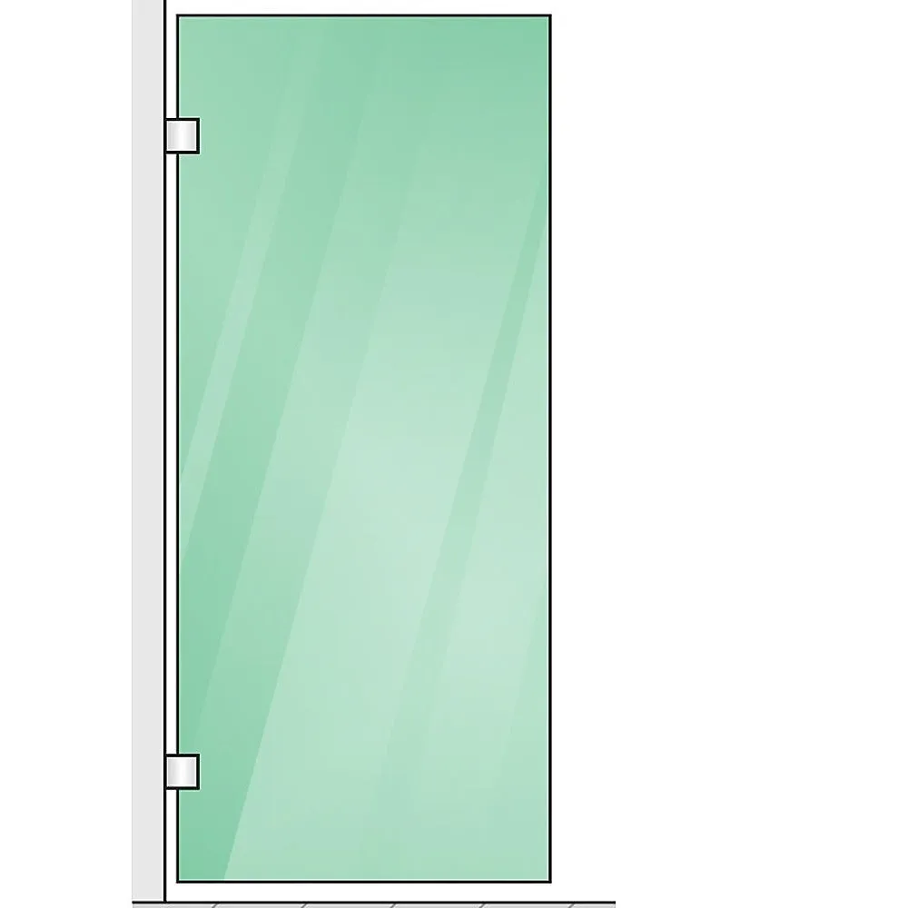 100x100cm Corner Frameless Shower Screen with Black Channel and SS Hinges, Square Knob Handle