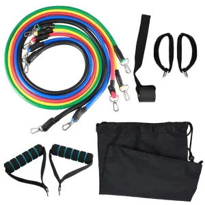 11pcs Fitness Resistance Bands Set Workout Exercise Tube Bands with Door Anchor Ankle Straps Cushioned for Home Gym Travel