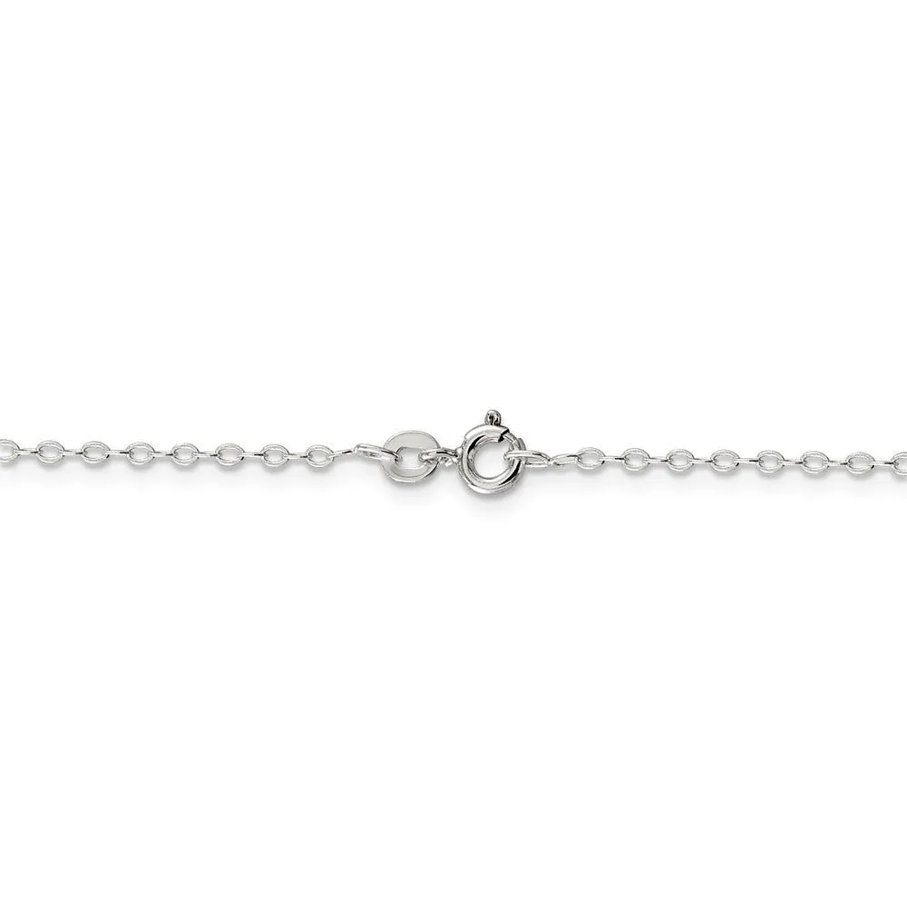 1.5mm Sterling Silver Flat Open Oval Cable Chain Necklace