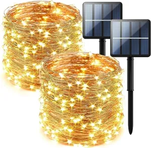 2-Pack 200 LED Solar Fairy Lights Outdoor, Upgraded Oversize Lamp Beads & Super Bright Solar String Lights Outoor, 8 Modes Solar Lights for Garden Patio Decorations