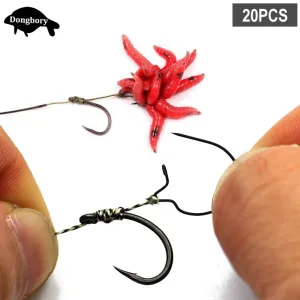 20PCS Carp Fishing Maggot Live Bait Lure Hook