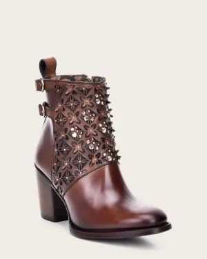 Ankle brown bootie with crystals