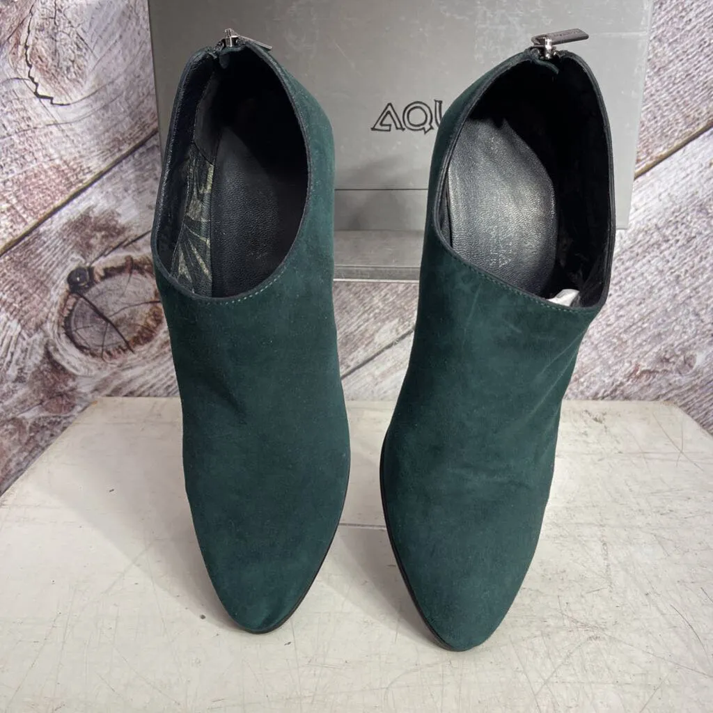 AQUATALIA FOREST GREEN STUDDED REGINA SUEDE BOOTIES SIZE 9.5 WB TCC