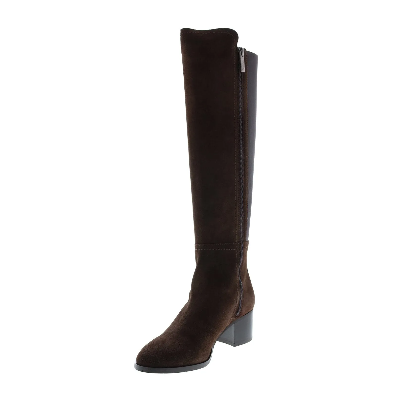 Aquatalia Nova Suede Elastic 34L3780-ESP Womens Brown Suede Zipper Knee High Boots