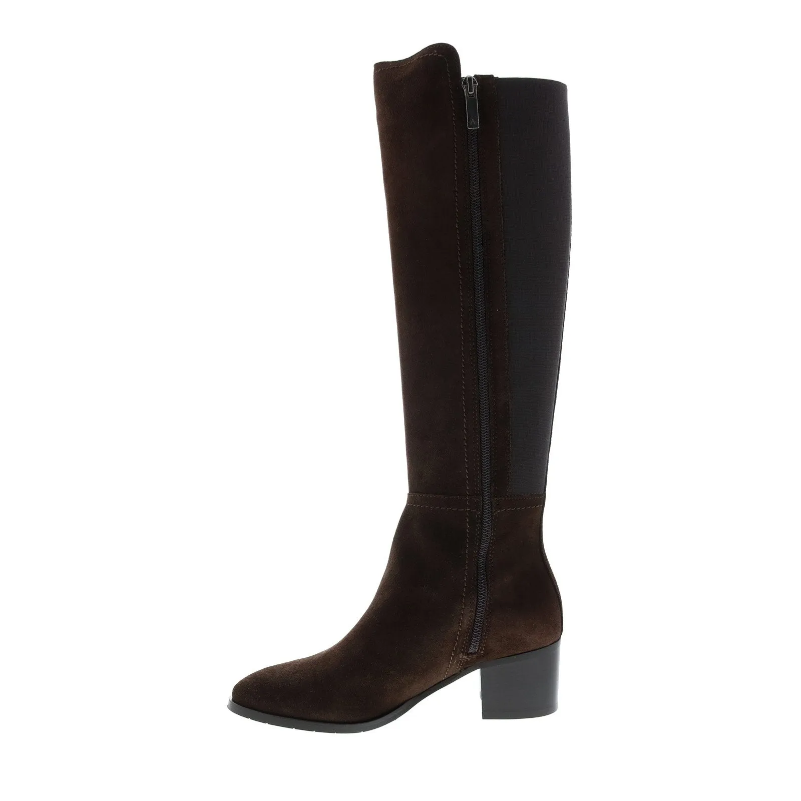 Aquatalia Nova Suede Elastic 34L3780-ESP Womens Brown Suede Zipper Knee High Boots