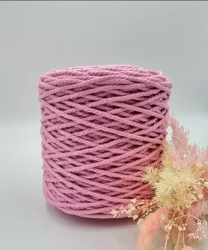 Candy Pink 3 Strand Macrame Cord - 3MM 3 Strand Luxe Cotton String 1KG