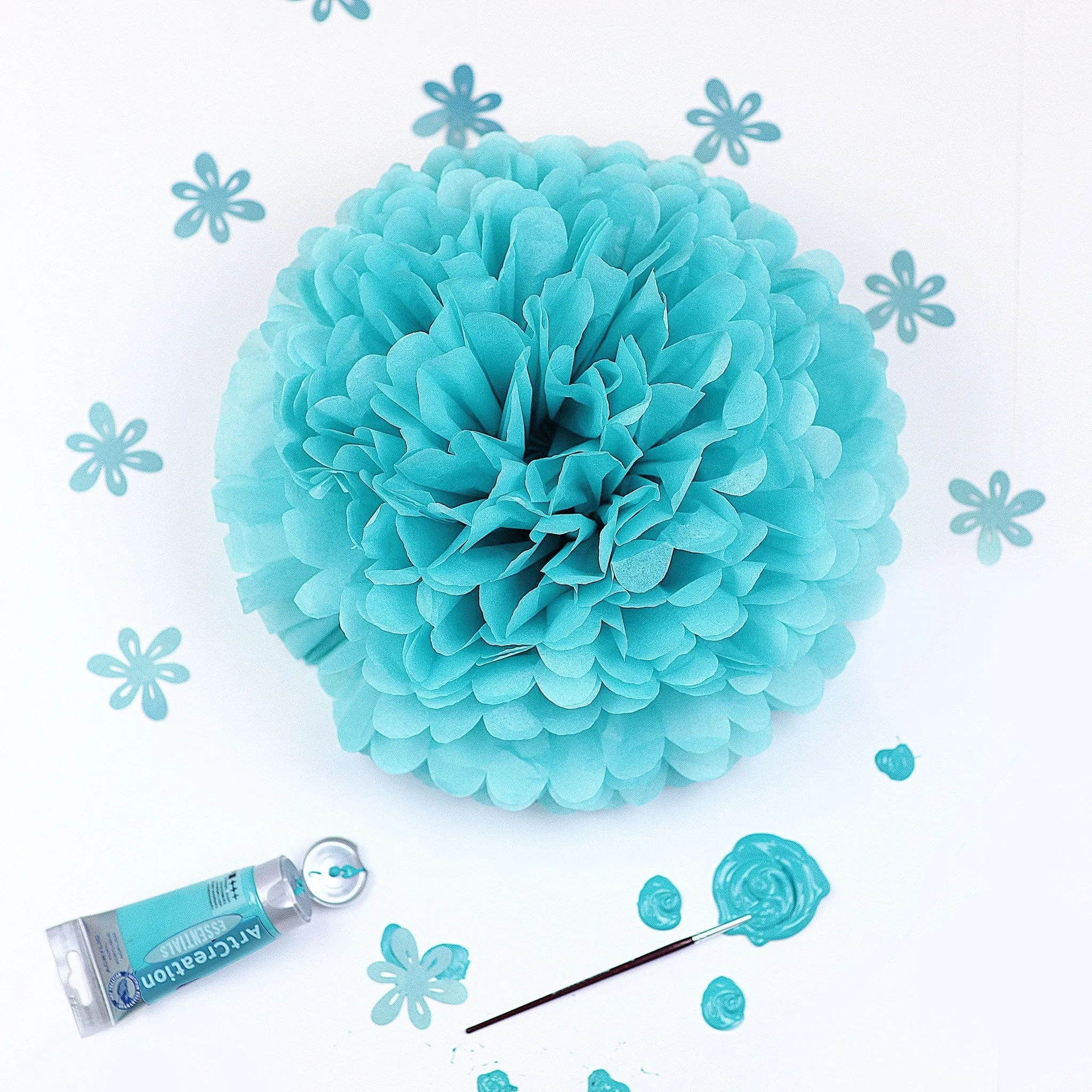 Carribean blue / Tifanny's blue tissue paper pom pom