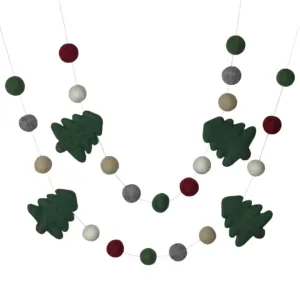 Christmas Tree Garland- Burgundy, Forest Green, Gray, Almond, White