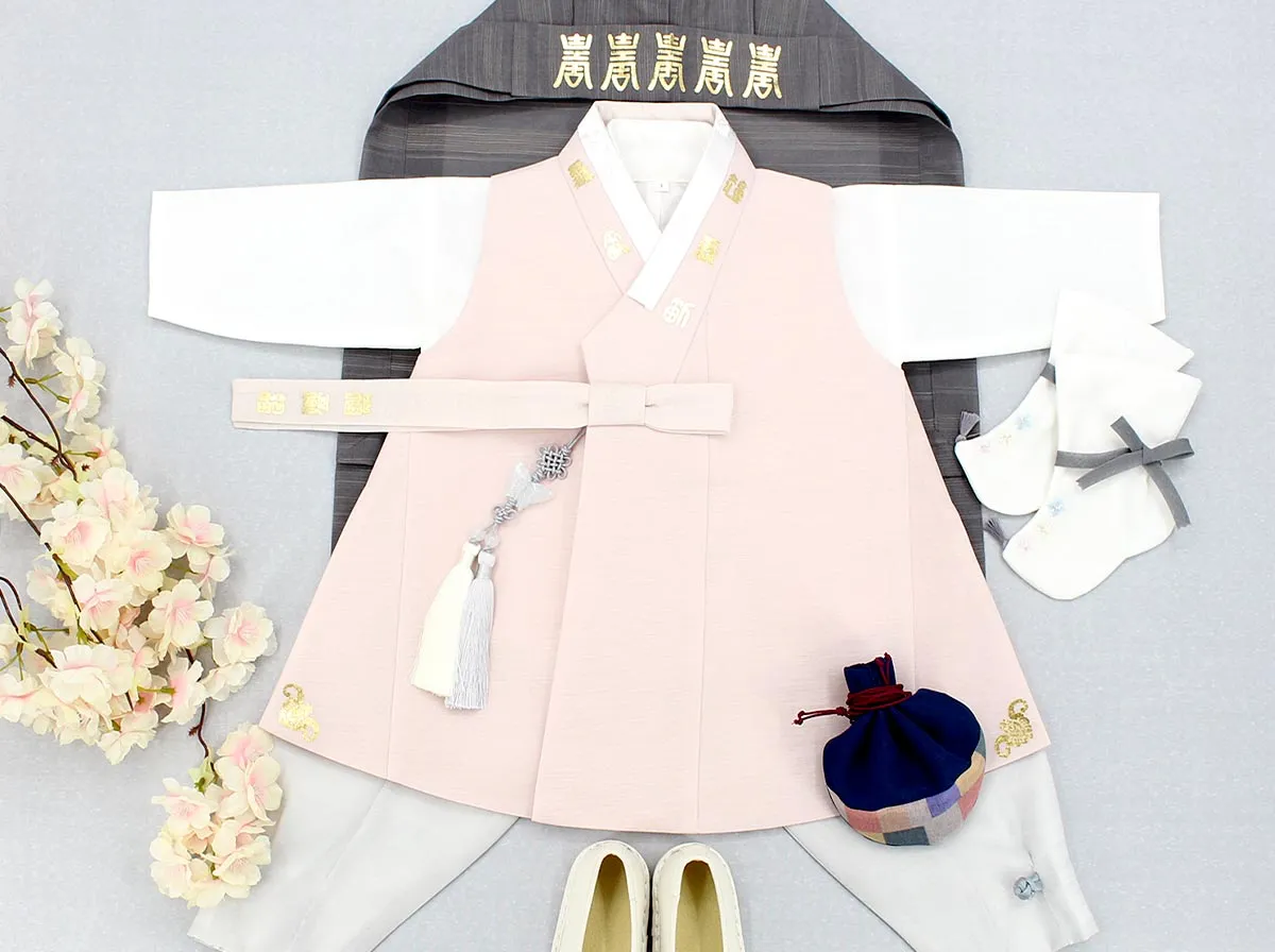 Classy Prince Baby Boy Hanbok in Light Pink