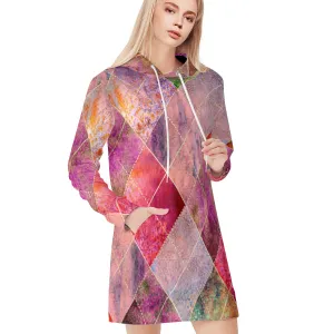 Colorful Diamond Hoodie Sweat Dress