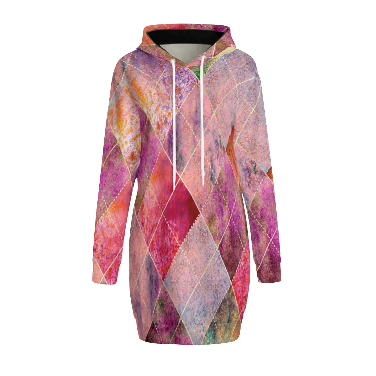 Colorful Diamond Hoodie Sweat Dress