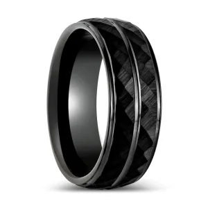 DEIMOS | Black Tungsten Ring Diamond Finish