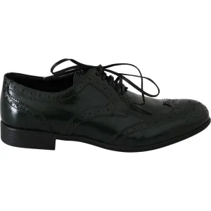 Dolce & Gabbana Elegant Green Brogues Oxford Wingtip Flats