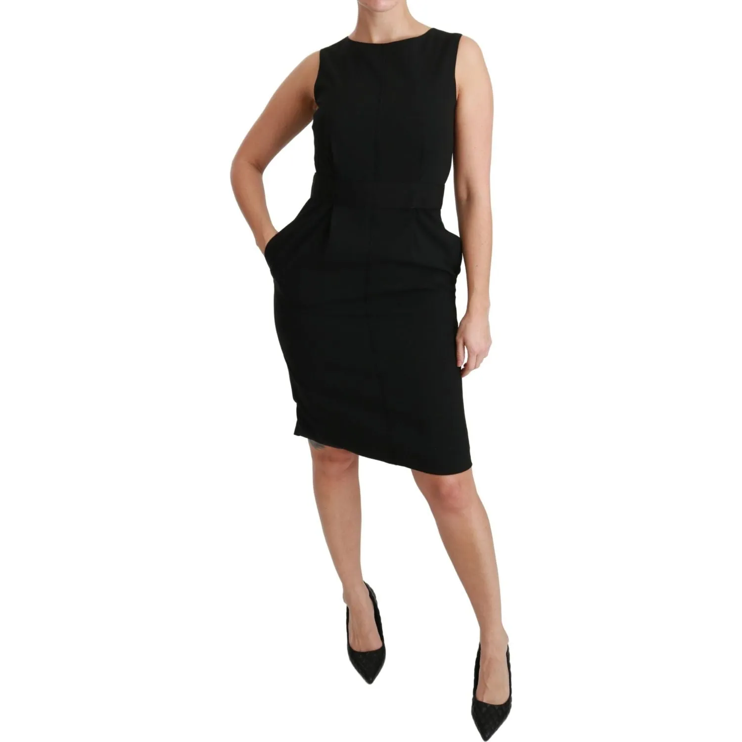 Dolce & Gabbana Elegant Knee-Length Sheath Dress in Black