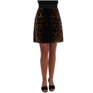 Dolce & Gabbana Elegant Leopard Print A-Line Skirt