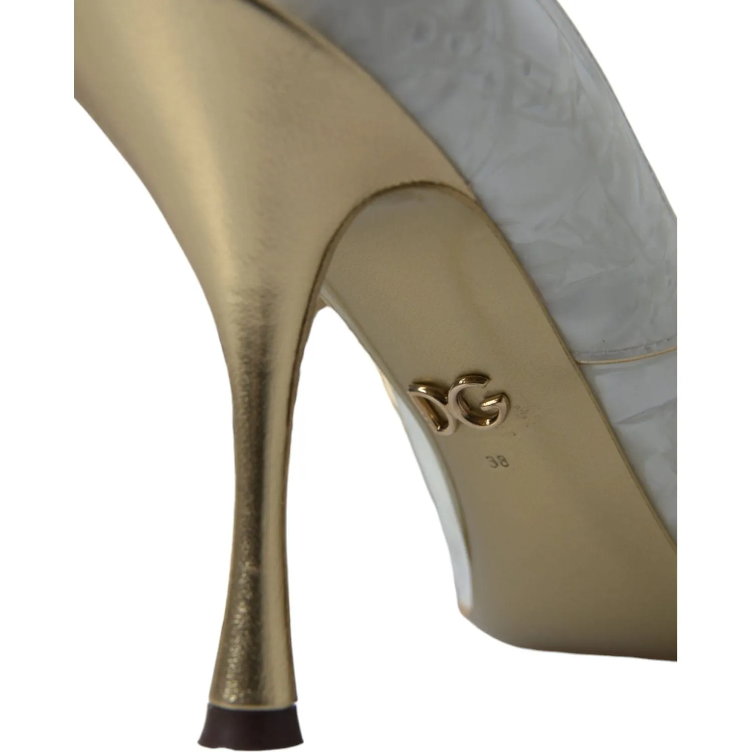 Dolce & Gabbana Elegant White Patent Crystal Bow Heels