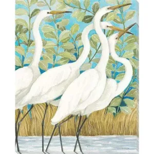 Egret White Birds Coastal Wall Art Indoor Outdoor UV Resistant Canvas