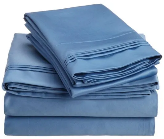 Egyptian Cotton 1500 Thread Count Solid Sheet Set King-Medium Blue