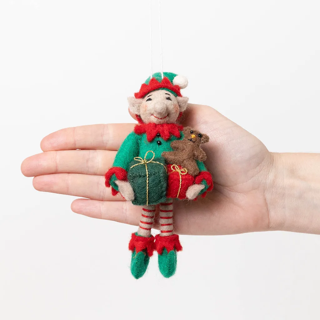 Elf with Gifts Ornament