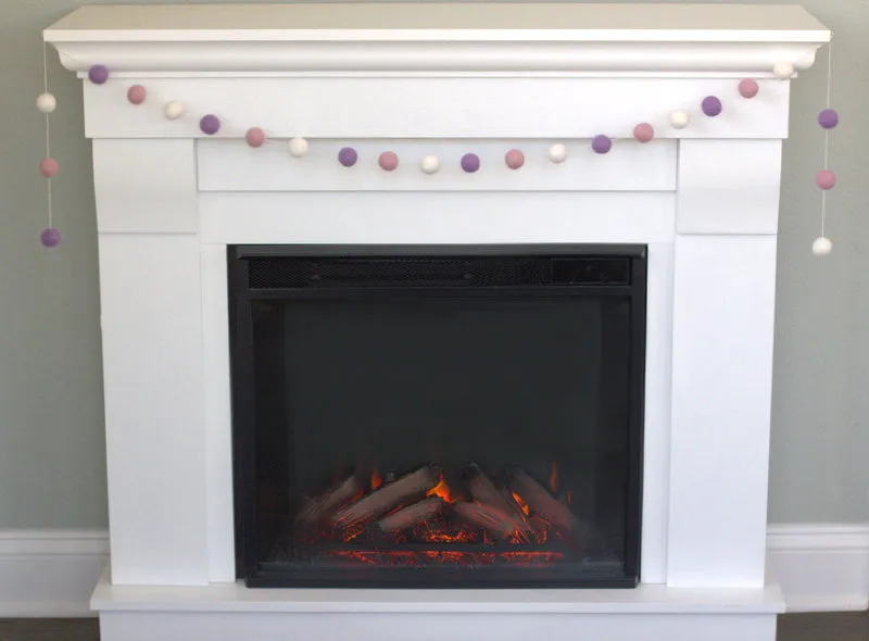 Felt Ball Garland- Baby Pink, Lavender & White