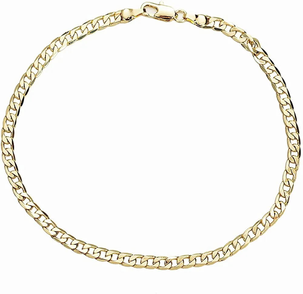 Gold Anklet Bracelets for Women Men 14K White Gold Plated Cuban Link Herringbone Paperclip Figaro Chain Ankle Bracelets for Women