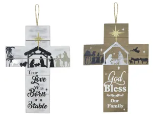 Hanging Cross Sign 2 Asst (33cm)