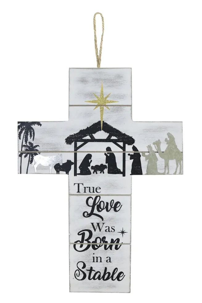 Hanging Cross Sign 2 Asst (33cm)