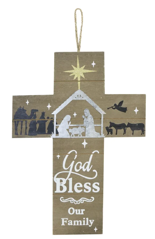 Hanging Cross Sign 2 Asst (33cm)