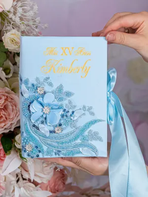 Light Blue with Gold Quinceanera Bible (Spanish version)