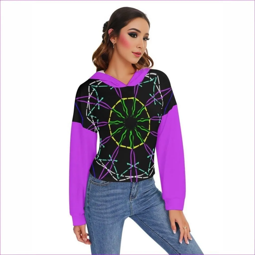 Mandala 2 Womens Drop-shoulder Backless Hoodie With String