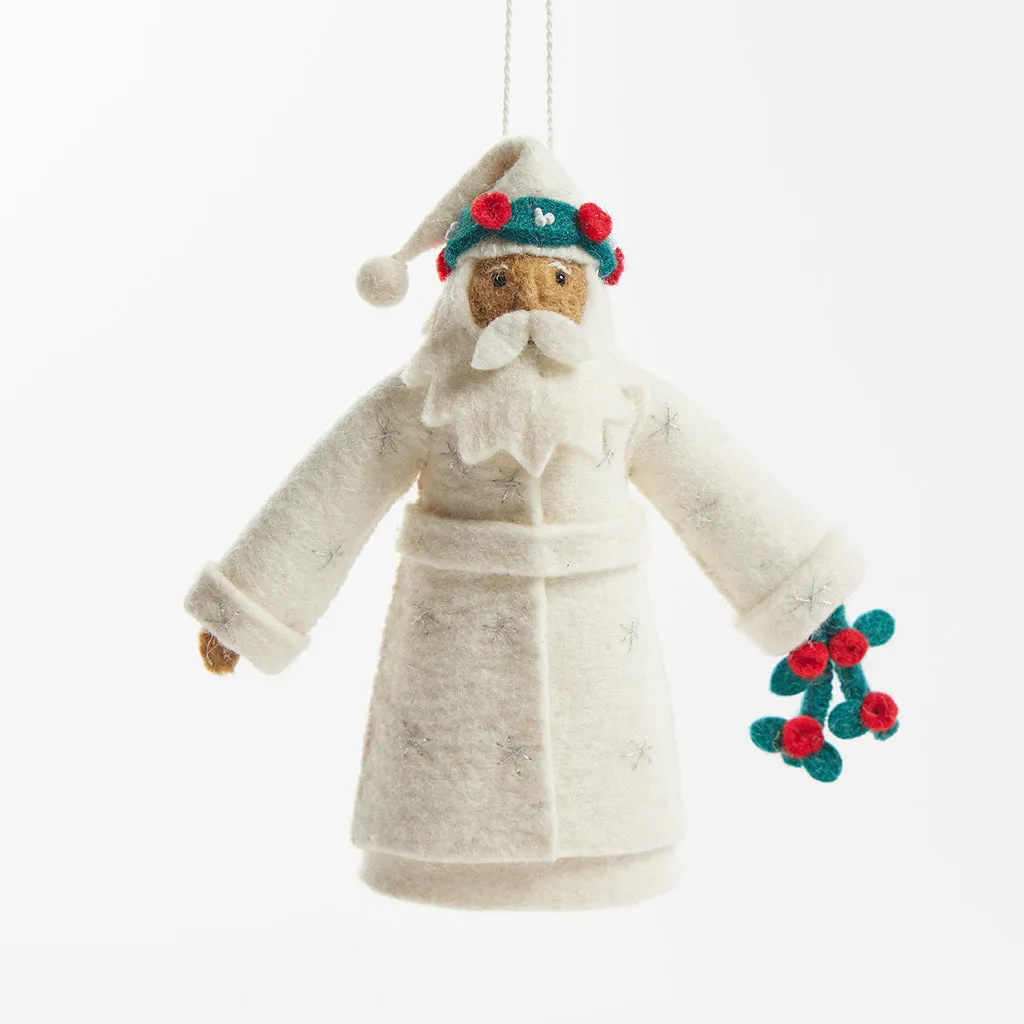 Mistletoe Father Christmas Ornament - Brown