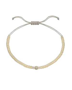 Off White Beads String of Love - 14K Yellow Gold