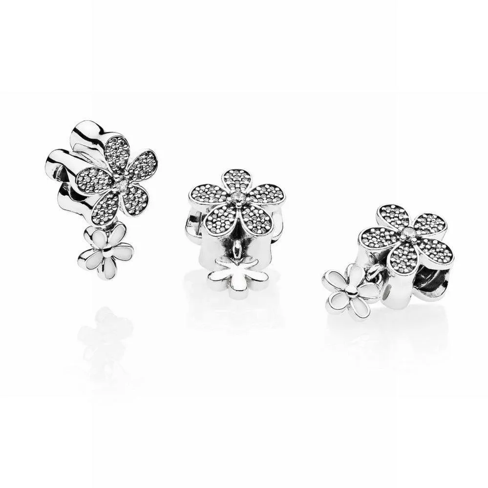 Pandora Dangling Daisy Flower Pave Charm #792098CZ