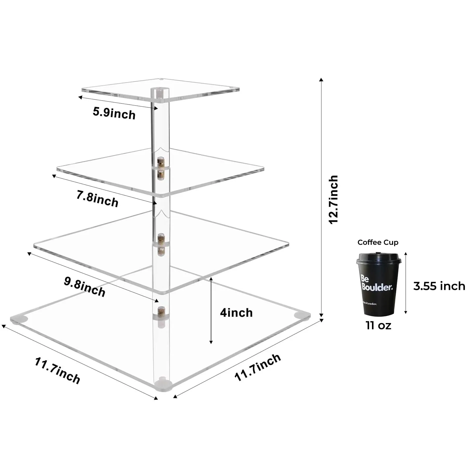 Pastry Stand 4 Tier Acrylic Cupcake Display Stand With Led String Lights Dessert Tree