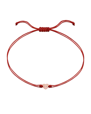 Paved Heart String of Love Bracelet - 14K Rose Gold