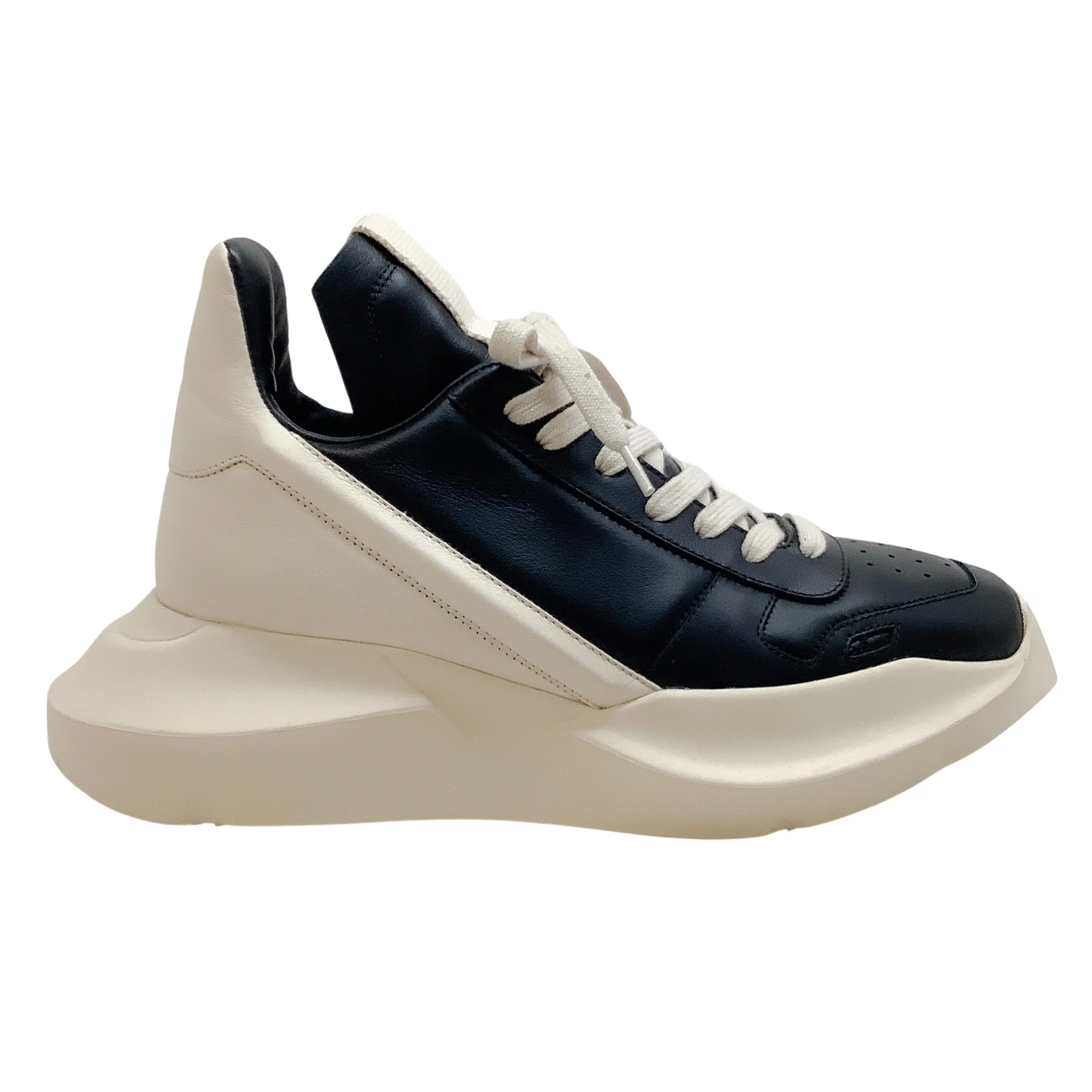 Rick Owens Black / Milk Leather Geth Runner Sneakers