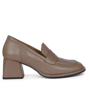 Saint Viviana Taupe Leather Saddle Moccasins