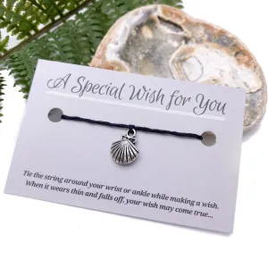 Small Shell Charm Hemp Wish Bracelet - Choice of Card