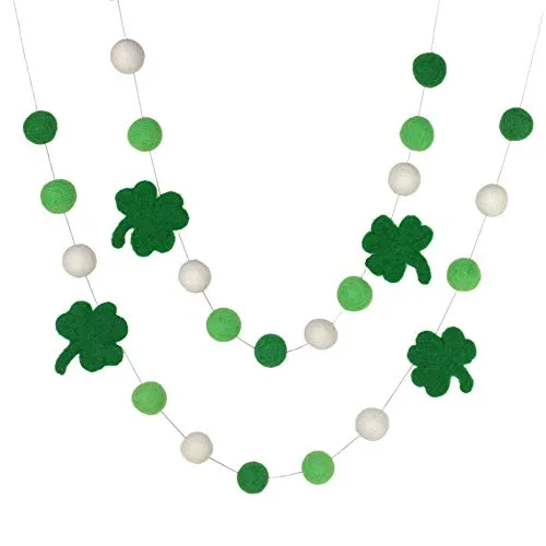 St. Patrick's Day Felt Ball & Shamrock Garland