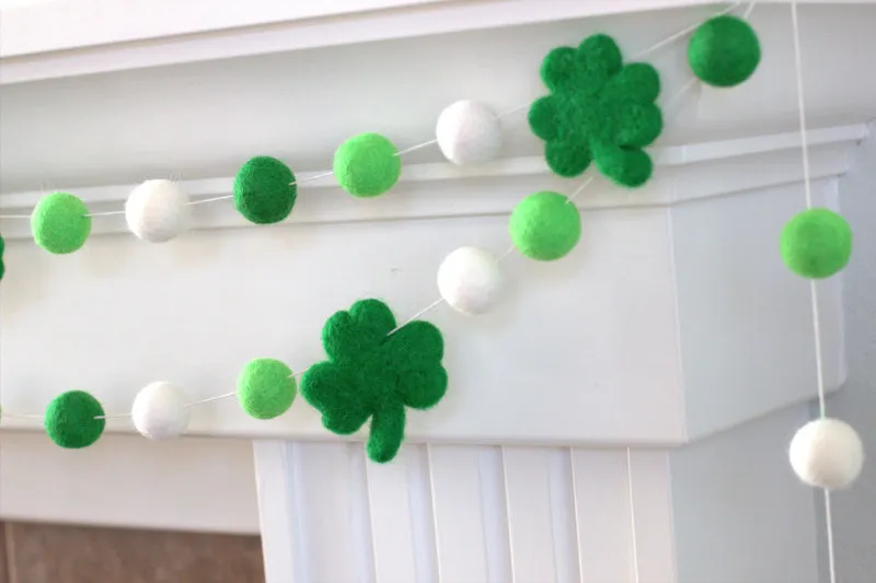 St. Patrick's Day Felt Ball & Shamrock Garland