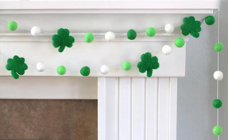 St. Patrick's Day Felt Ball & Shamrock Garland