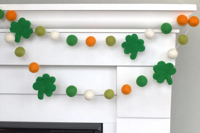 St. Patrick's Day Shamrock Garland- Orange, Green