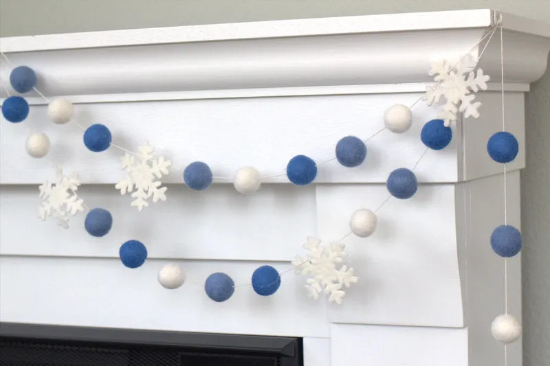 Winter Snowflake Garland- Blue, White