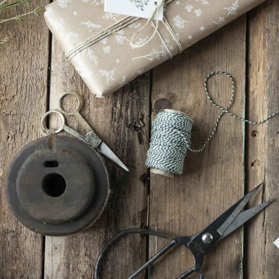 Wooden Spool with Jute String & Scissors