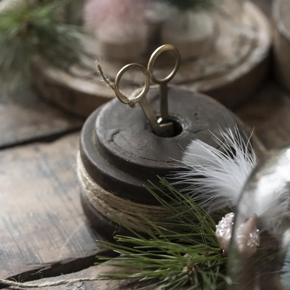 Wooden Spool with Jute String & Scissors